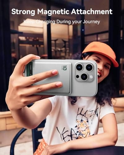 Kuulaa for MagSafe Battery Pack 10000mAh, Alloy Type C 20W Ultra Slim Wireless Portable Phone Charger with USB-C Cable, 0.51in Magnetic Power Bank for iPhone 16/15/14/13/12 (Silver) - Thumbnail 4