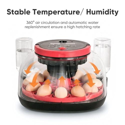 Joiify Incubators for Hatching Eggs, 12-24 Egg Smart WiFi Incubator with 1080P Camera, App Control, One-Click Incubation for Chicken Quail Duck Pigeon, Auto Egg Turner, External Water Refill, Candler - Thumbnail 3