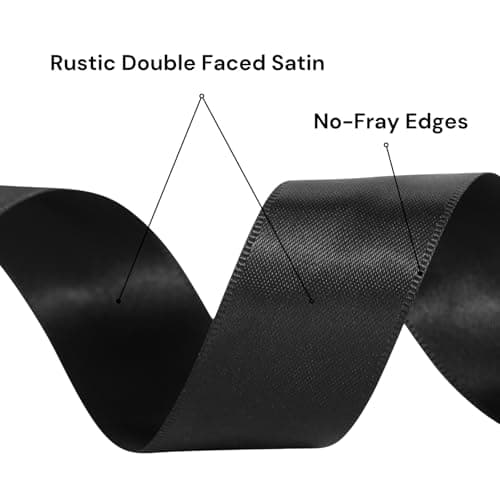 Black Satin Ribbon 1 Inch x 50 Yards – Double Faced Ribbon for Modern Gift Wrapping, Branding & Crafting - Thumbnail 4