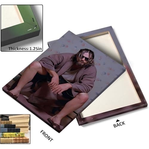 VYPEROCK Chill Framed Canvas Wall Art Bathroom Decor The Dude in Robe from The Big Lebowski Poster Print Legendary Comedy Painting Pop Artwork for Den Game Room Dorm Wall Home Decoration, 8x10inch - Thumbnail 3