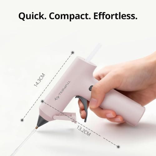 Tilswall Cordless Hot Glue Gun, Fast Preheating, Glue Gun and Sticks Set with 2Ah USB-C Rechargeable, 20 Premium Glue Sticks, Compact Size Ideal for Crafts, DIY Making, Repairs Pink - Thumbnail 2