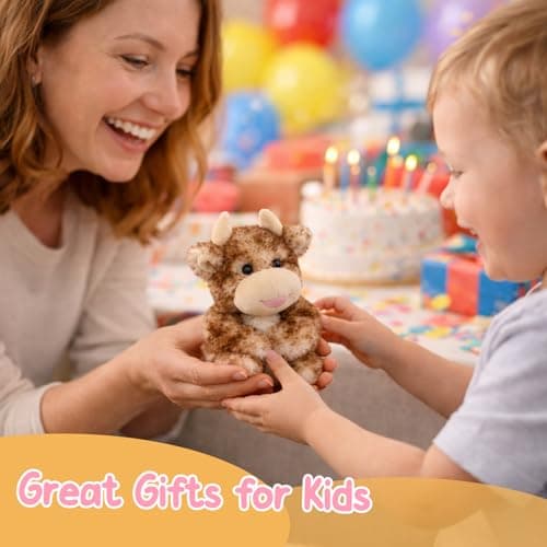 Mushymallow Sitting Cow Stuffed Animal Soft Cow Plush Toy Cute Birthday Gifts for Boys Girls Kids Toddlers,Dark Brown - Thumbnail 3