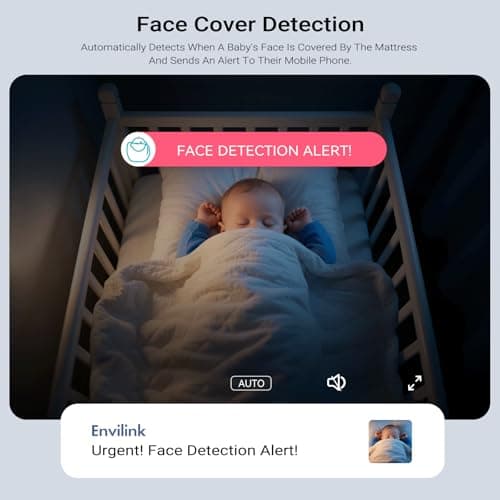 Envilink Upgrade Smart 1080P WiFi Baby Camera with APP, Video Baby Monitor with Camera and Audio, Cry Detection, Sleep Report, Night Vision, 2-Way Talk, 8 Lullabies Cloud Storage, Share to Family - Thumbnail 4