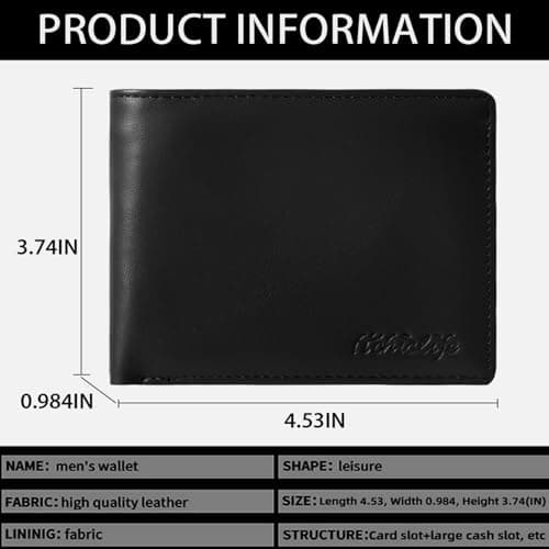 HiChiclife Wallet for Men, Genuine Slim Bifold Wallet for Men with Secure RFID Protection, Features an ID Window, Coin Pocket - Thumbnail 6