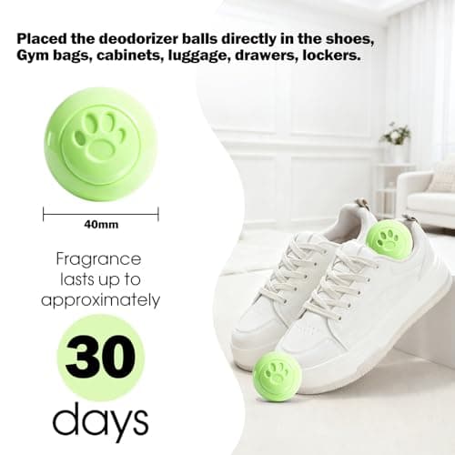 SCENTORINI Shoe Deodorizer Balls, 8 Pack Jasmine Scent Sneaker Deodorizer Balls, Odor Eliminator for Smell Shoes Boots, Long Lasting Shoe Freshener for Gym Bags, Drawers and Small Spaces - Thumbnail 3