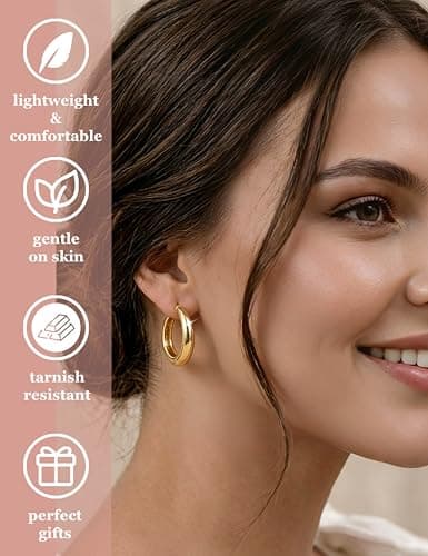 8 Pairs Gold Hoop Earrings Set for Women, 14K Gold Plated CZ Cartilage Earring for Multiple Piercing, Lightweight Hypoallergenic Small Hoop Stackable Jewelry Gift - Thumbnail 3