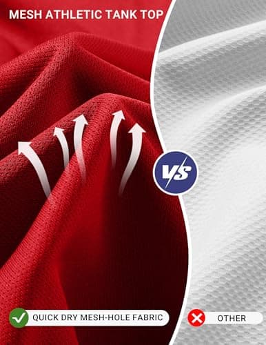 COOFANDY Men's Tank Top Summer Breathable Sleeveless Workout Tops Men Running Tank Shirt Fitness Muscle Tee Red Large - Thumbnail 6