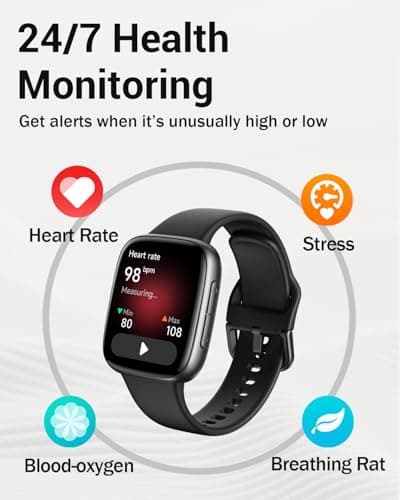 Smart Watch for Men Women, 1.85" AMOLED Ultra-Clear Screen Smartwatch Compatible iPhone/Samsung/Android, 100+ Sport Modes Fitness Tracker with Heart Rate/SpO2/Sleep Monitor 3ATM Waterproof, 2 Bands - Thumbnail 4