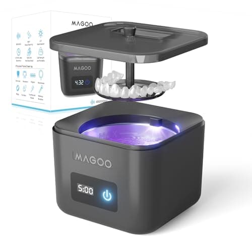 Ultrasonic Retainer Cleaner Machine, Denture Cleaner for Aligners Night Guards Braces Mouth Guards Toothbrush Heads，All-in-One Dental & Jewelry Cleaner, 45kHz 200ML, Dual Modes - Image 1