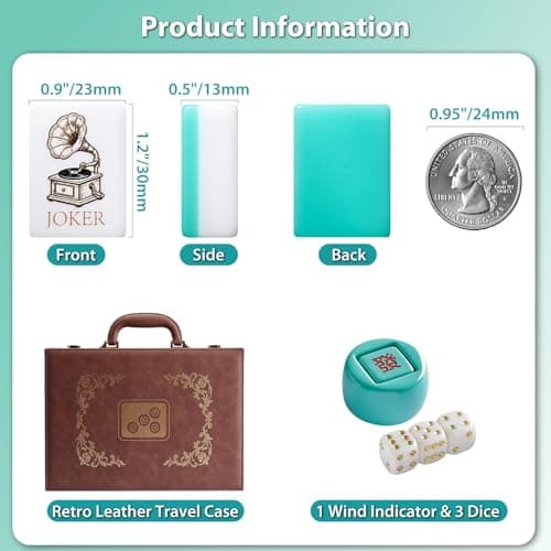 Color Al chemist American Mahjong Tile Set, 166 Vintage-Inspired Acrylic Engraved Tiles with Wind Indicator & Dice, Retro Leather Travel Case | Meaningful Present for Mahjong Social Circles - Thumbnail 2