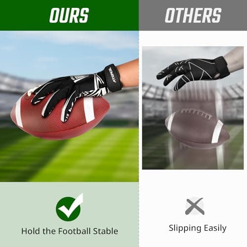 ATERCEL Football Gloves Men Football Receiver Gloves, Enhanced Performance and High Grip Rugby Glove for Adults - Thumbnail 3
