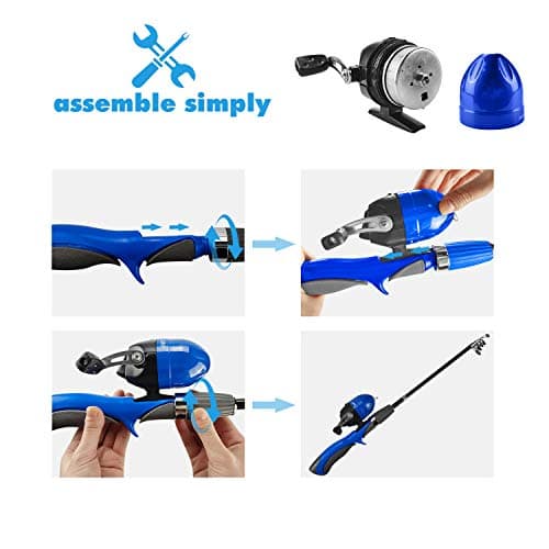 Urban Deco Kids Fishing Pole, Portable Telescopic Rod and Reel Combos Kids Fishing Rod Kit with Tackle Box for Boys,Girls,Youth,Beginner, Starter - Blue - Thumbnail 5