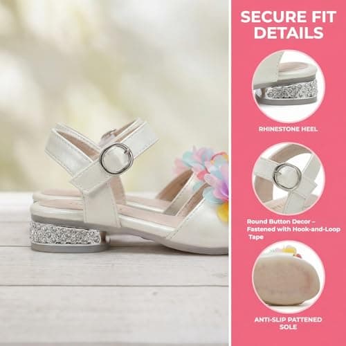 Mailaii Girls White Sandals Breathable Open Toe Party Wedding Cute Shoes for Toddler Little Big Kid - Thumbnail 6