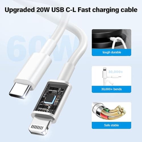 Phone Charger Fast Charging, 3 Pack 20W Type C Wall Charger Block, Fast Charging 20W Power Adapter Cube Compatible with Phone 14/Pro/Pro Max/Plus/13/12/11, XS/XR/X, Pad, Samsumg (White Pink Blue) - Thumbnail 4