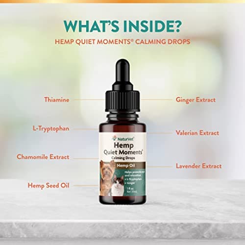 NaturVet Hemp Quiet Moments Calming Drops for Cat, 1oz & Quiet Moments Herbal Calming Spray, 8 Ounce - Feline - Thumbnail 4