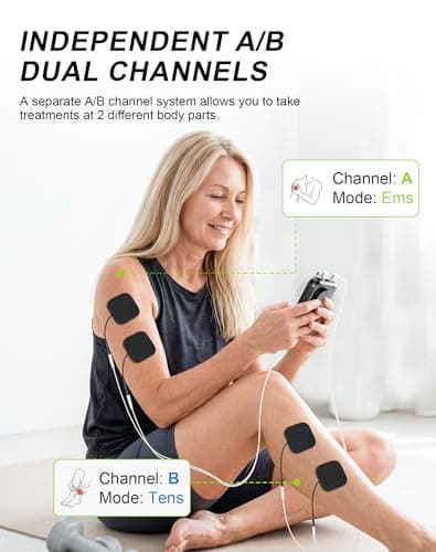 CESLIFF Dual Channel TENS Unit 3-in-1 Muscle Stimulator Machine with 36 Modes & 20 Levels for Shoulder, Back, Neck, Sciatica Pain Relief - Thumbnail 4
