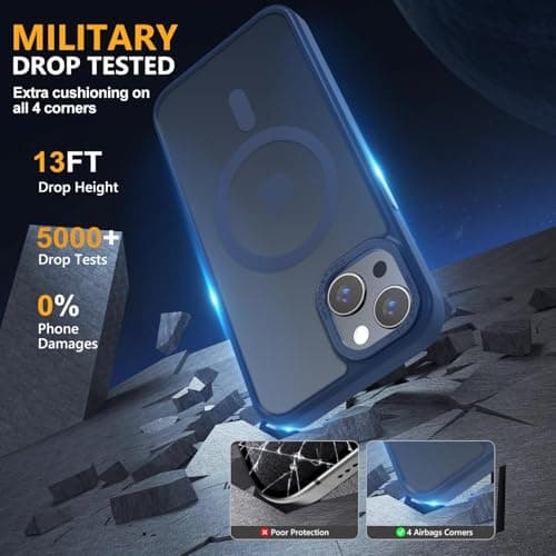 Thomo Upgraded Magnetic for iPhone 15 Plus Case [Compatible with Magsafe] [Mil-Grade Protection], Pocket-Friendly, Slim Translucent Phone Case Cover for iPhone 15 Plus 6.7", Navy Blue - Thumbnail 5