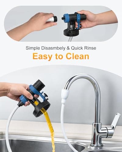 Paint Sprayer, HVLP Spray Gun with Cleaning & Blowing Joints, 4 Nozzle Sizes & 3 Spray Patterns, Easy to Clean, for Furniture, Cabinets, Decks, Walls, Doors, DIY Projects, etc. - Thumbnail 6