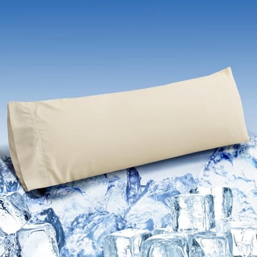 LOVSTOY Cooling Pillow Cases Body Size, Breathable Cool Pillowcases for Hair Skin and Hot Sleepers, Soft Silky Summer Pillow Cover with Envelope Closure, Desert Yellow, 20"x54" - Image 1