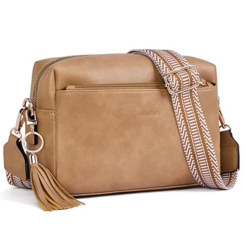 Roulens Triple Zip Small Crossbody Bag for women,Wide Strap Cell Phone Purse Shoulder Handbag Wallet with Credit Card Slots - Image 1