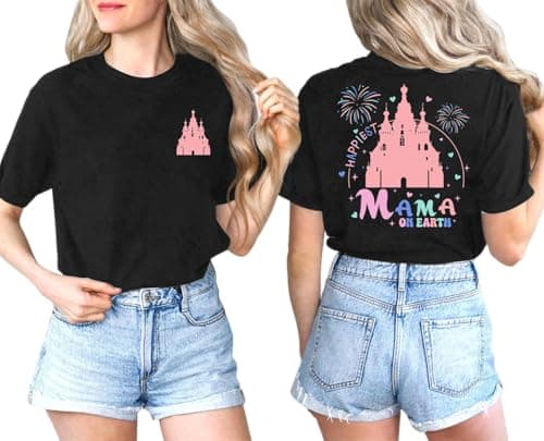 Mama Shirt for Women Mama Graphic Tees Funny Mom Gifts Family Holiday Vacation Tops - Image 1