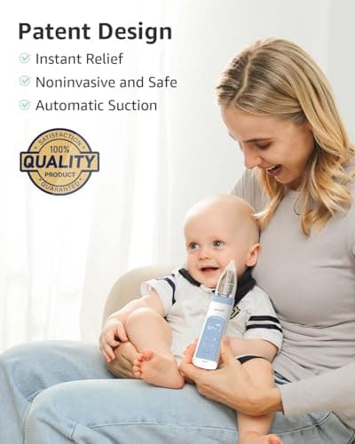 GROWNSY Nasal Aspirator for Baby, Electric Nose Aspirator for Toddler, Baby Nose Sucker, Automatic Nose Cleaner with 3 Silicone Tips, Adjustable Suction Level, Music and Light Soothing Function, Blue - Thumbnail 4