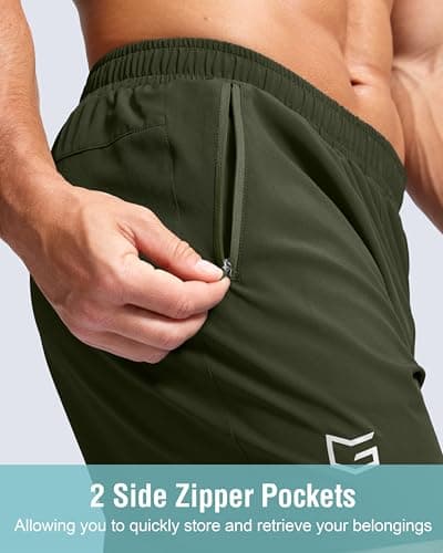 Men's Athletic Running Shorts with Zipper Pockets Quick Dry 7"/ 5"/ 9" Workout Gym Shorts for Basketball Hiking(Olive,7XS) - Thumbnail 5