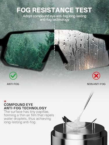 KAPVOE Anti-fog Photochromic Cycling Glasses Men Women Clear Mountain Bike Sunglasses Transition Sports Triathlon MTB K164 - Thumbnail 2