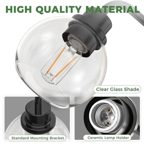 DORESshop Built to Last 20 Years Bathroom Light Fixtures, 5-Light Vanity Lights Over Mirror, Black Wall Lamp with Clear Glass for Living Room Decor Bedroom Porch Cabinet - Thumbnail 6