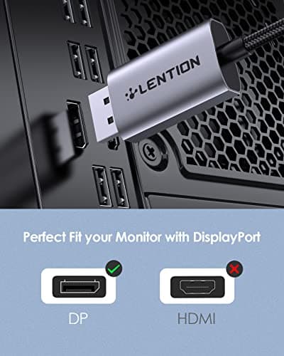 LENTION 6FT USB C to DisplayPort Cable Adapter (4K@60Hz,2K@165Hz), Type C to DisplayPort Cord Compatible with 2025-2016 MacBook Pro/Air, 2026 MacBook Neo, iPad/Surface/Mac mini,Dell(2M,Gray) - Thumbnail 2