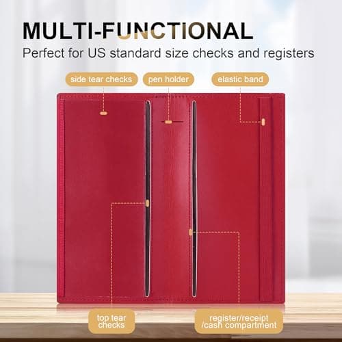 CASMONAL Checkbook Covers for Personal Checkbook Holder RFID Blocking Premium Leather Checkbook Cover for Duplicate Checks - Thumbnail 2