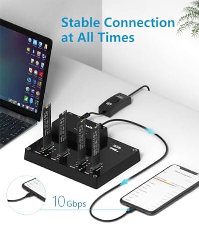 MAIWO 4 Bay M.2 NVME Docking Station, Tool-Free Type- C to NVME SSD Enclosure, Support Offline Clone duplicator and System Disk Clone Function (K3015P2) - Thumbnail 3
