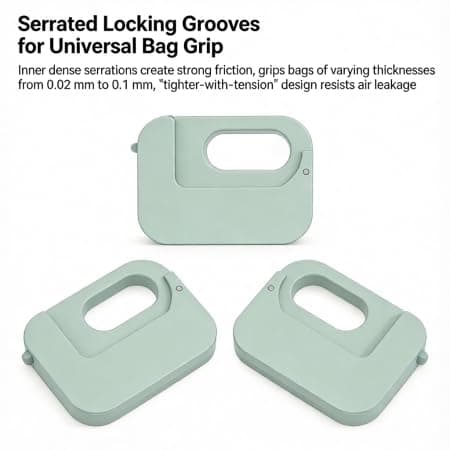 Food-Safe Silicone Bag Clips, 3-Piece Green Set - Heavy Duty One-Piece Molding for Kitchen, Travel & Food Storage, 2kg/4.4lbs Load Capacity, 30% Better Moisture Resistance - Thumbnail 2