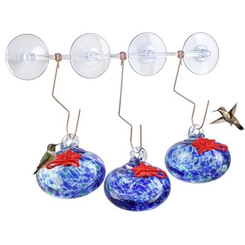 3PCS Window Hummingbird Feeder with Suction Cups(Blue)