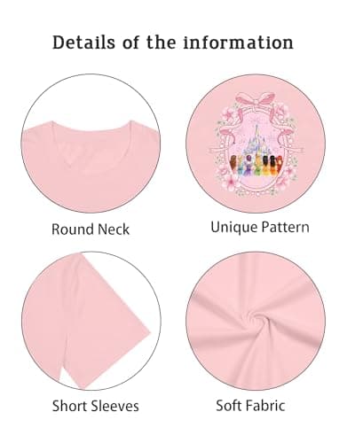 Magic Kingdom Shirts for Girls Oversized Magical Castle Princess T-Shirts Kids Family Vacation Trip Tee Pink - Thumbnail 5