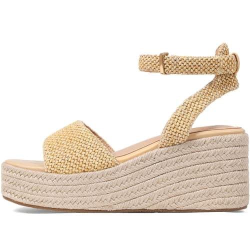 COMFITORIA Wedge Sandals for Women Espadrille Platform Wedge Heels Adjustable Strap Braided Sandal Summer Open Toe Vacation Slip-On Sandals Bohemia Beach Comfortable Dressy Shoes, (Natural,Size 8) - Image 1