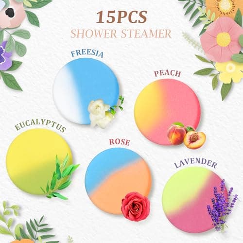 leoce Shower Steamers Multi-Quantity Packed Women/Men Gift Set Aromatic Shower Bombs, Individually Wrapped Tablets for Mother's Day & Anniversaries (15pcs) - Thumbnail 3