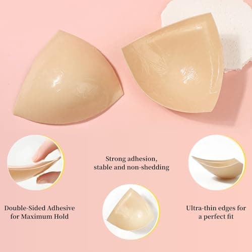 DEPOVOR Large Size Double-Sided Sticky Inserts Lightly Padded for D+ Cups, Reusable Adhesive Lifting Bras for Large Bust Nude - Thumbnail 2