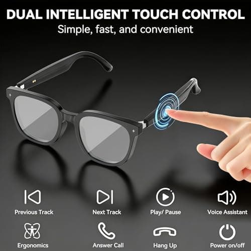 2026 AI Smart Glasses, Bluetooth Glasses for Men Women, Open-Ear Music & Calls, Touch Control, Voice Assistant, Real-Time Translation, 35g Lightweight for Business Meetings, Travel & Daily Use - Thumbnail 3