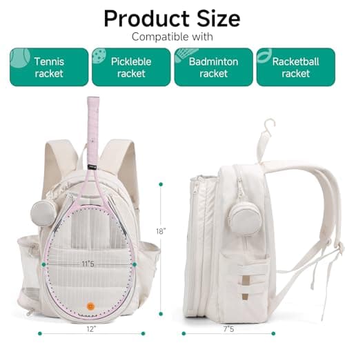 Apex Outdoors Tennis Bag for Women, Tennis Backpack for Men Holds 2 Rackets with Shoe Compartment, Wet Pocket, Coin Purse, Compatible with Pickleball, Tennis, Racketball - Thumbnail 2