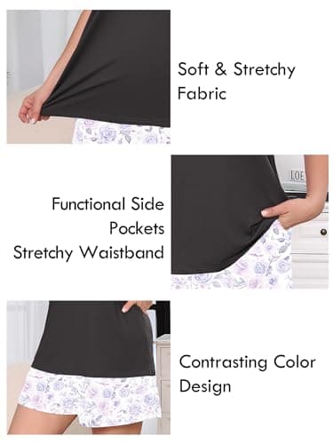 AusLook Plus Size Pajama Set for Women 2 Piece V Neck Short Sleeve Loungewear 4X Set with Pajama Printed Shorts Summer Sleepwear Loose Fit 1X-5X - Thumbnail 4
