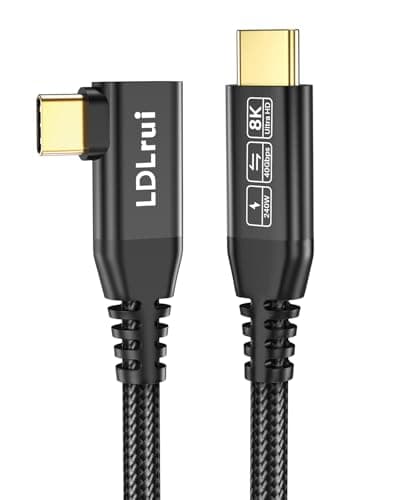USB C to USB C Data Cable 8K@60HZ 40Gbps 240W Right Angle 4FT, USB 4 Video Cable Compatible with Thunderbolt 4/3, Fast Charging USBC Cord For MacBook, PC, iPhone 17/16/15 Pro Max, Portable Monitor/SSD - Image 1