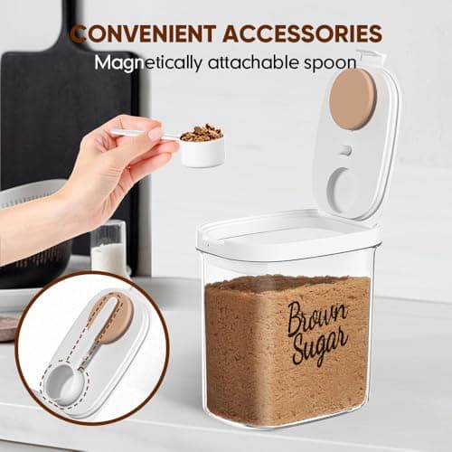 Moryimi Brown Sugar Keeper Storage Container, 1.9 Quart Brown Sugar Container Airtight with Spoon, Clear food storage containers with lids - Thumbnail 5
