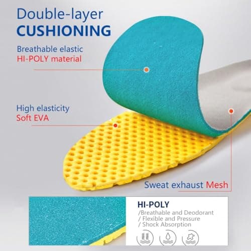 XINIFOOT 3 Pairs Elastic Shock Absorbing Shoe Insoles Breathable Honeycomb Sneaker Inserts Sports Shoe Insole Replacement Insoles for Women - Thumbnail 6