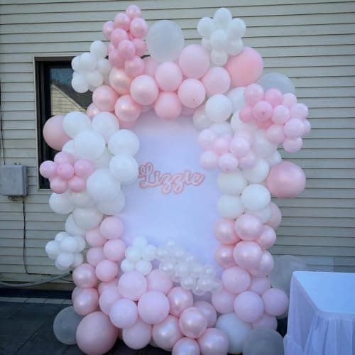 Pearl Pink Balloons, 60Pcs 12Inch Pink and White Balloons Including Double Stuffed Pink Pastel Macaron Light Pink White Clear Balloons for Wedding Bridal Shower Baby Shower Birthday Party Decorations - Thumbnail 4