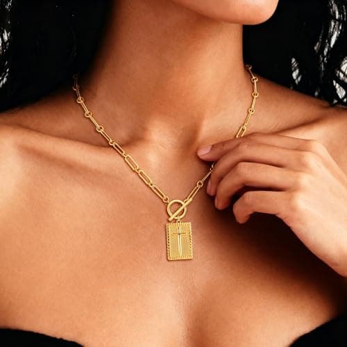 YBNGSMK Gold Cross Necklace for Women - 18K Gold Cross Necklace for Women, Daughter, Girlfriend, Family, Fashion Gifts - Thumbnail 5
