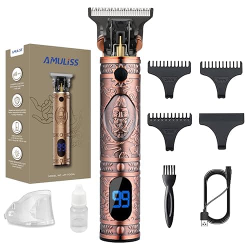 AMULISS Professional Hair Trimmer Mens Hair Clippers Zero Gapped Cordless Hair Trimmer Professional Haircut & Grooming Kit for Men Rechargeable LED Display - Image 1
