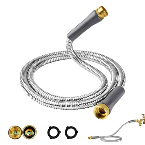 Short Metal Garden Hose 6ft Connector Stainless Steel Flexible Water Hose Female to Male Extension Lightweight No Kinking Leakproof Leader Extender Hose for Yard Hose Reel Box Outdoor Faucet Sink Pump - Image 1