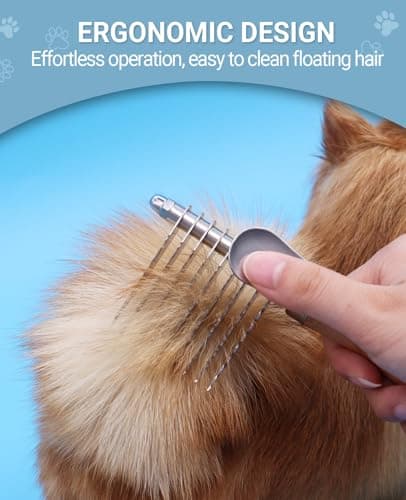 Dematting Comb for Dogs, Dematting Tool for Dogs & Cats - Serrated Matted Hair Removal Brush - Easily Remove Knots, Mats and Tangles - Designed for Wavy & Curly Coats - Thumbnail 5