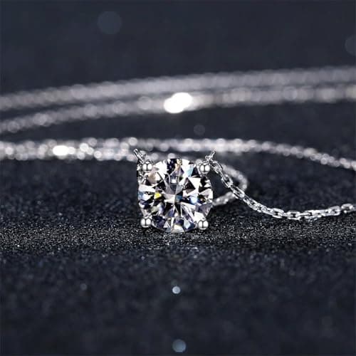 Ve Celestelle Moissanite Necklace for Women 1-2CT D Color VVS1 Clarity Lab-Created 18K Gold Plated 925 Sterling Silver Hypoallergenic Necklace for Women Men Wedding Valentine’s Gift (18K White Gold Plated S925, 1CT) - Thumbnail 4